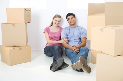Carefully wrapped furniture and boxes for house removals in Stockwell