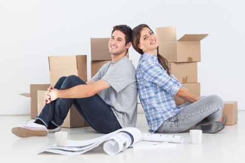 Furniture and boxes prepared for a Stockwell removal service