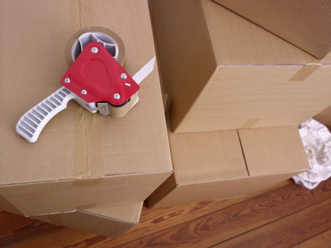 Professional moving team carrying boxes in a Stockwell flat move